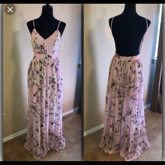 Pink Lily Blush Floral Open Back Maxi Dress - Picture 2 of 2